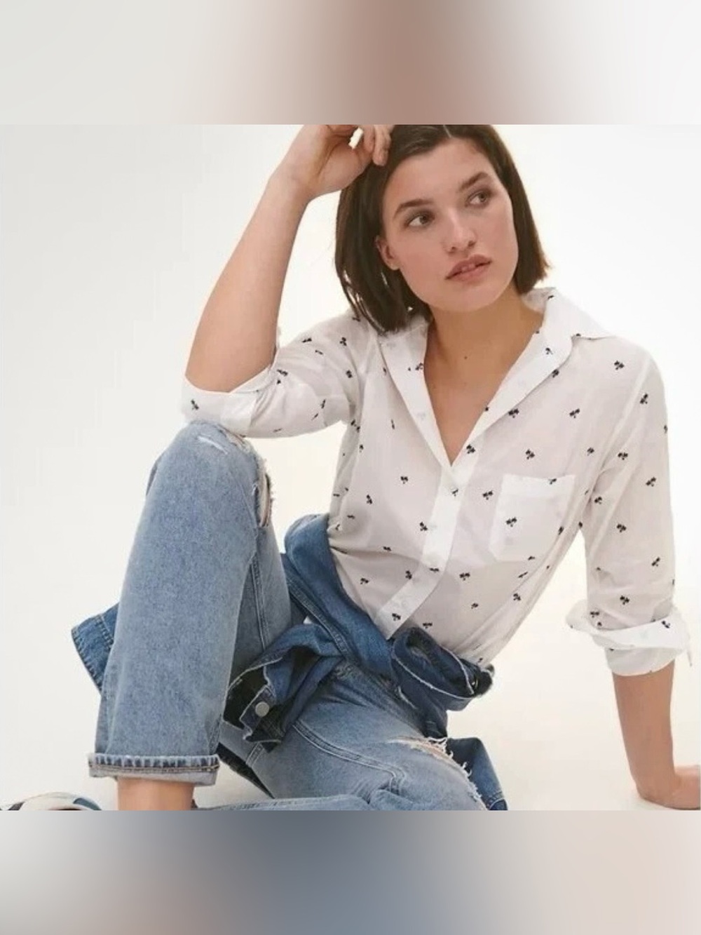 Anthropologie Grayson The Hero White Palm Tree Button Down Shirt